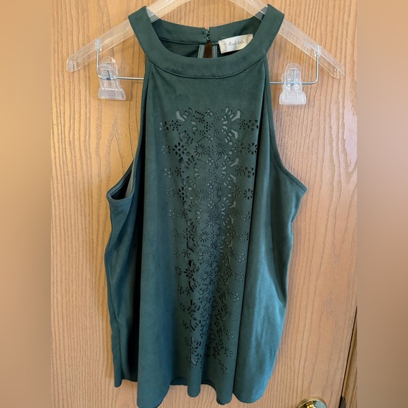 Altar'd State Tops - ALTAR’D STATE Micro Suede High Neck Sleeveless Olive Forest Green Blouse Top L